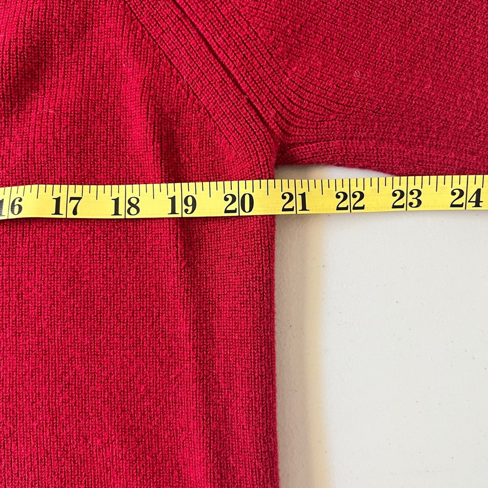Massimo Dutti Wool Blend V Neck Red Knit Sweater Italian Yarn Womens L - Picture 7 of 9
